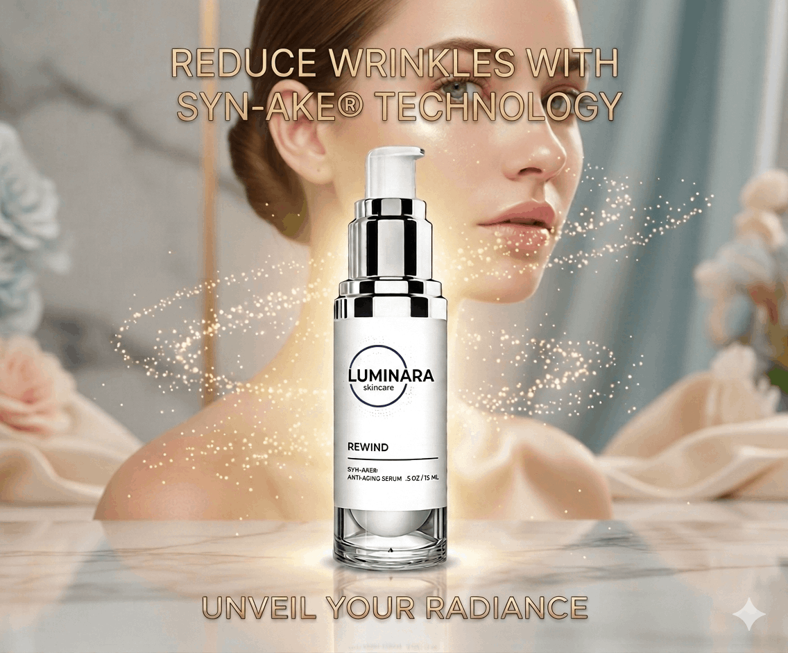 Luminara Rewind anti-aging serum helps reduce wrinkles and smooth skin for a radiant look